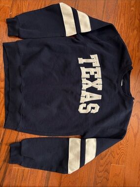 Women's Navy Blue 'TEXAS' Crewneck Sweatshirt with White Stripes
